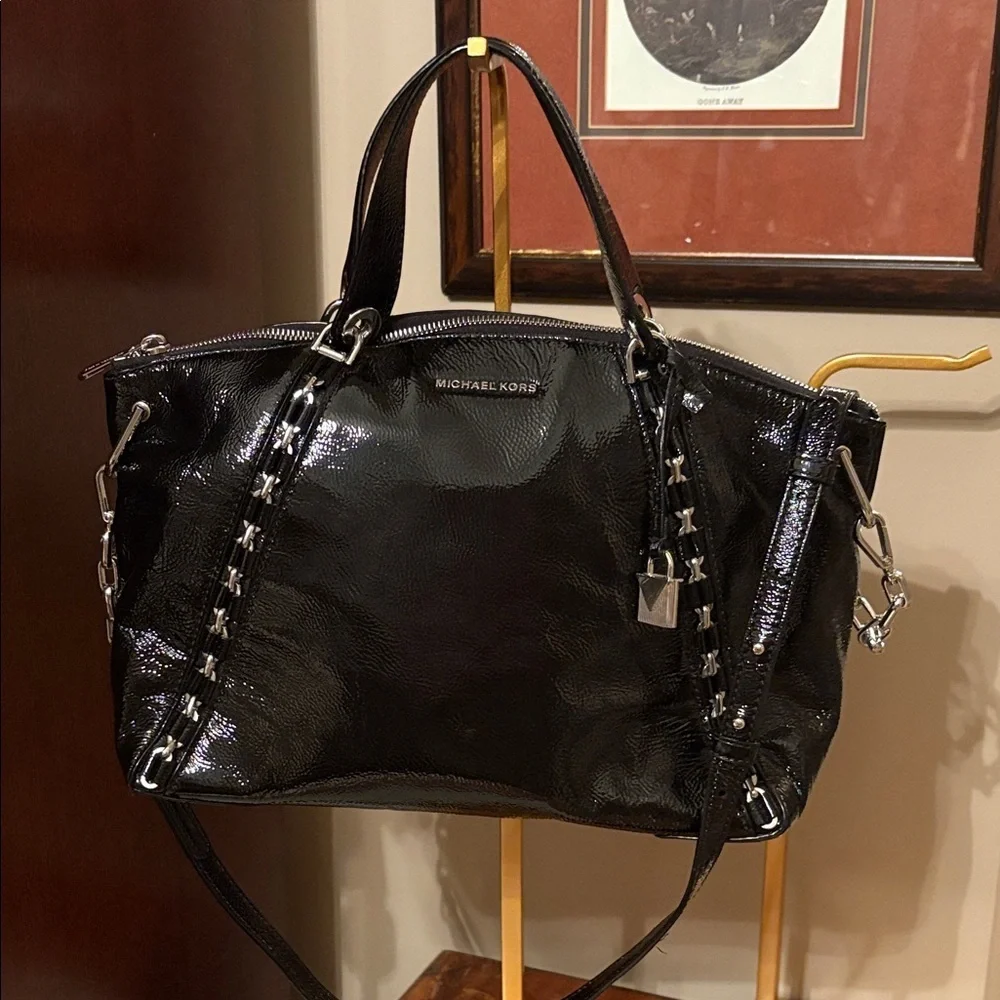 Michael Kors Sadie patent leather Black Satchel